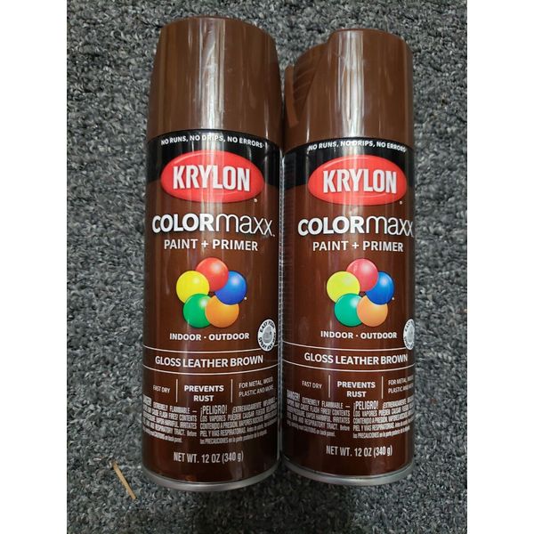 2 PACK Krylon ColorMaxx 12 Oz. Gloss Spray Paint, Leather Brown Model: K05527007