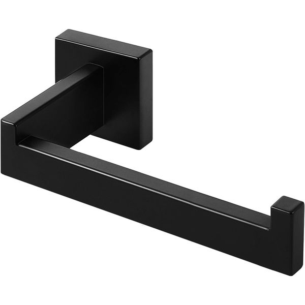 HITSLAM Matte Black Toilet Roll Holder Wall Mounted Premium 304 Stainless Steel Toilet Paper Holder for Bathroom Rustproof Square