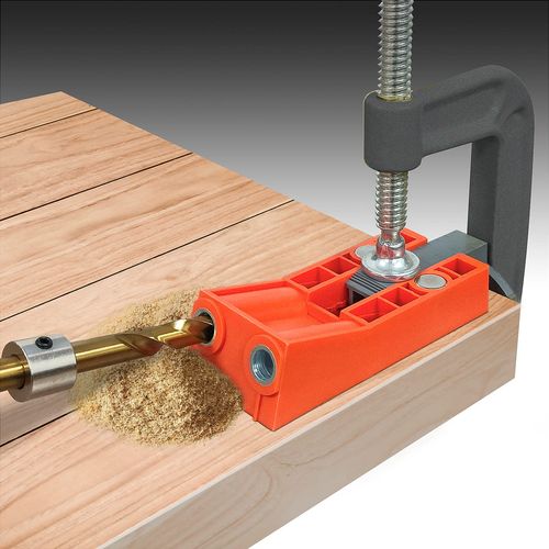 Gunpla Pocket Hole Jig Kit, Double Pocket Hole with Screws, Allen Key Drill, Dowel Aid, Drilling Gauge for Drilling Pocket Holes and Sloping Holes, 15° Drilling Aid for Woodworking