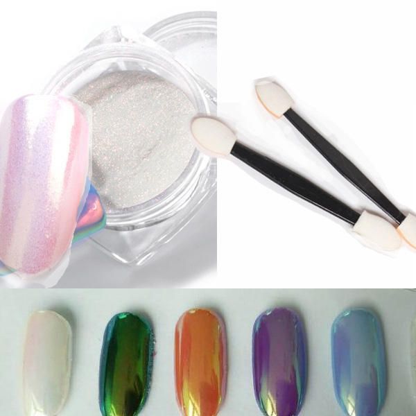 Nail Aurora mirror powder + 2 sponge brushes