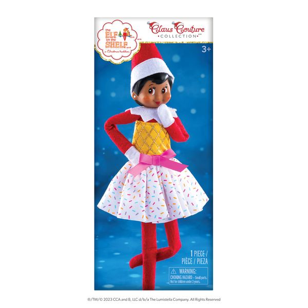 The Elf on the Shelf Claus Couture Ice Cream Party Dress For Your Scout Elf - Includes Ice Cream Cone inspired dress with bodice