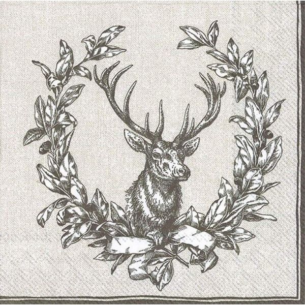 COUNTRY DEER linen Luncheon Paper Table Napkins 20 in a pack 33cm square