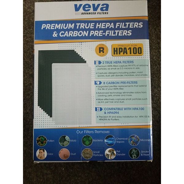 Veva Premium 2 True Hepa Replacement Filter HPA100 & HPA094 Pack  plus 8 Carbon