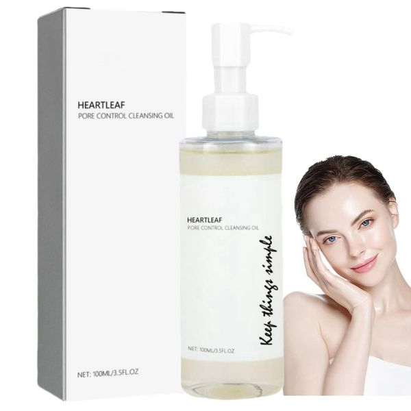 100ml Heartleaf Pore Control Cleansing Oil for Face,Blackhead Cleanser and Makeup Remover for All Skin,Facial Cleanser Oil for Daily Makeup,Lightweight Oil Cleanser,Skin Calming Deep Cleansing Oil