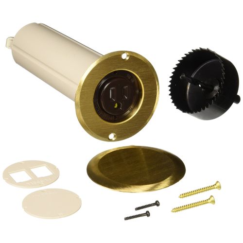 Raco 6RF151SR Round Nonmetallic Drop-in Floor Box Kit, Includes Flange, Brass