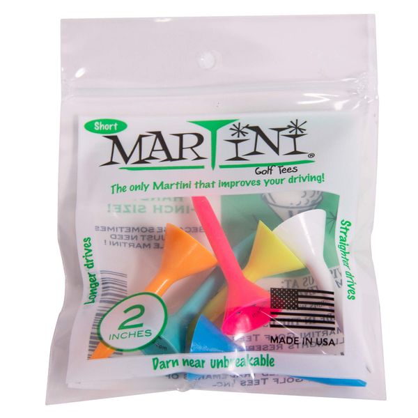 Martini Golf Tees 2" Durable Plastic Tees, Assorted Colors