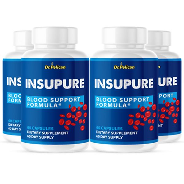 Insupure- Blood & Heart Support- 4 Bottles- 240 Capsules