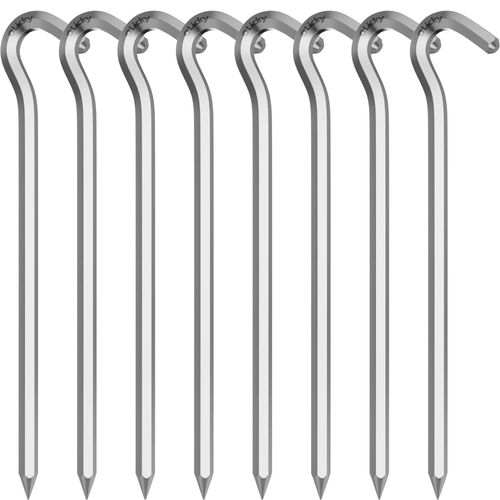 Pack of 8 Tent Pegs, 18 cm / 7 Inches Metal Aluminium Awning Pegs Camping Pegs Hardening Tent Ground Anchor for Floors Silver