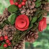 14" Decorated Red Rose & Pine Cone Artificial Winter Wreath (BJ92)