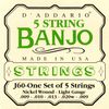 D'Addario J60 Nickel-Plated Steel Light (.009-.020) 5-String Banjo Strings