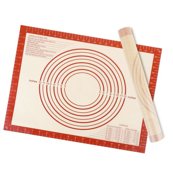 Smilemoon Cooking Mat, Cooking Sheet Baking Mat, Food Grade Silicone, Large Sizes, Confectionery Mat, Graduated, Heat Resistant, Anti-Slip, Bread/Cookie/Pizza Baking Mat, Countertop Protection Mat,