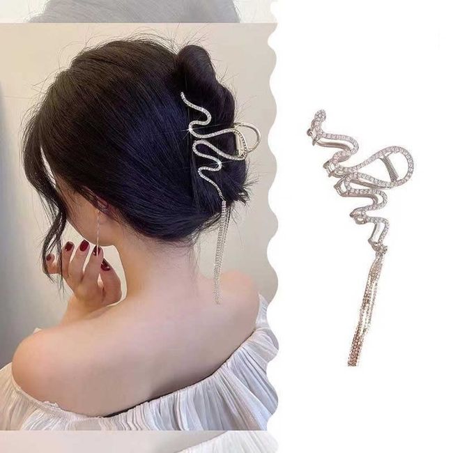 Metal Hair Claw Clips with Glitter Tassel Vintage Rhinestone Hair Claw Clips silvery Hair Jaw Clips Gold Claw Clips for Women Girls Hair Barrette for Fixing Hair