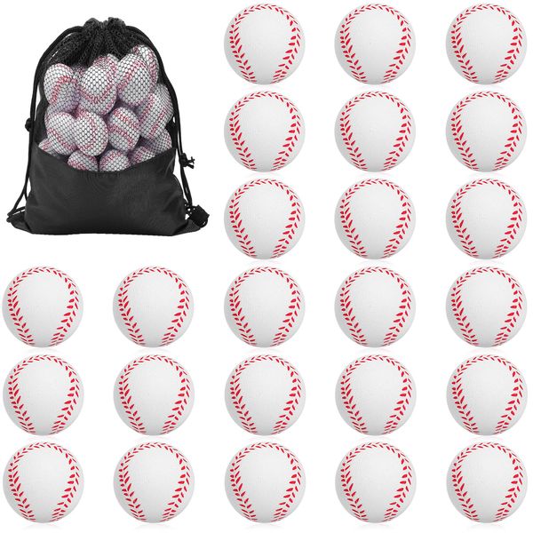 Erinnmy 24Pack Mini Baseball,Small Foam Baseball Stress Ball,Mini Sports Stress Balls,1.6 Inch Mini Baseballs for Kids,Mini Foam Sports Ball,Sports Theme Party Favors School Carnival Reward