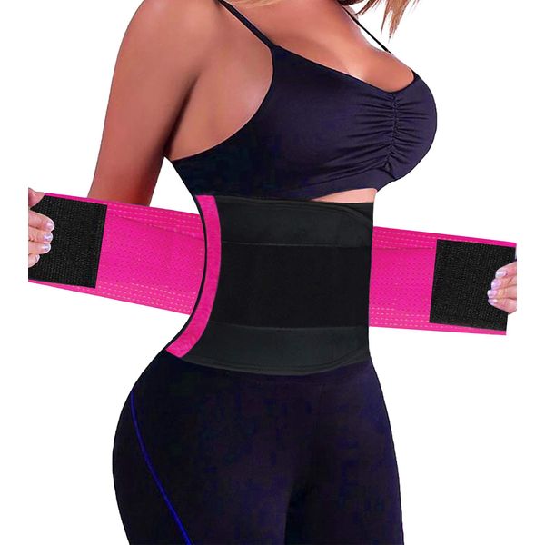 YIANNA Frauen Waist Trainer Corset Verstellbar Bauchweggürtel Abnehmen Sauna Fitnessgürtel Bauchgurt Nach Geburt Atmungsaktiv Taille Shaper Rose 8003 M