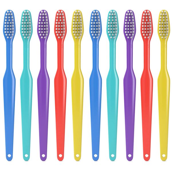 Blasting Health 100 Pack Disposable Medium Soft Bristles Bulk Toothbrushes - Individually Wrapped (Plain)