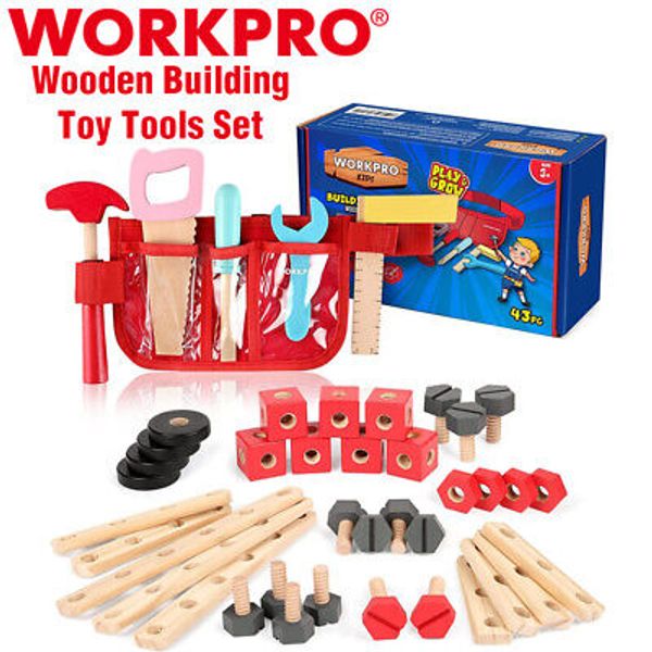 WORKPRO 43PC Wooden Building Toy Tool Set Building Toy Creative Construction Toy