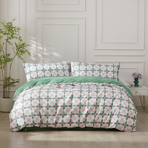 SAPHREAS Twin Boho Duvet Cover Green Paisley Bedding Set with 8 Corner Ties and 1 Pillow Sham Microfiber Reversible Duvet Cover Set with Zipper Closure