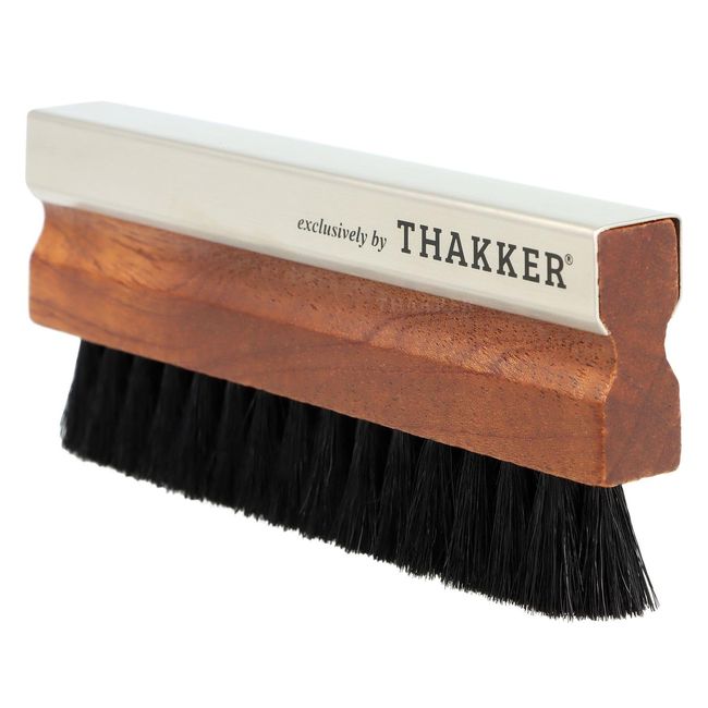 THAKKER William's Black Goatee - Schallplattenbürste jetzt mit 10% mehr echtem Ziegenhaar - schwarz | universell einsetzbar | Vintage-Style | kein Nylon