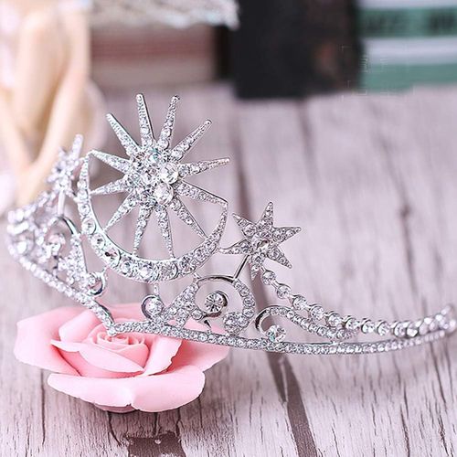 FRCOLOR Star Crown Rhinestone Moon Tiara Star Hair Accessories Silver Star Headband Moon Headpiece For Women Girls Helloween Wedding Brides Crowns Goddess Halo Crown Jewelry Headwear
