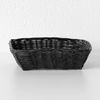 [Pack of 4] Black 23cm Rectangular Wicker Poly Rattan Storage Baskets
