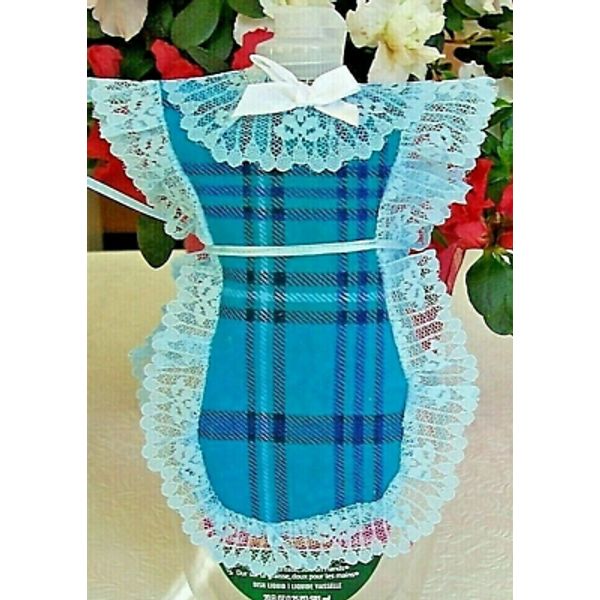 Blue Plaid Apron Cover-up for Pancake Syrup Catsup Dish Soap Bottle Fun Gift