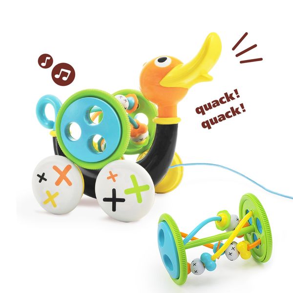 Push Pull Along Toy for Baby, Duck Whistles As Toddlers Pull It With Bead Coaster Developmental Toys For Ages 1-3 Years