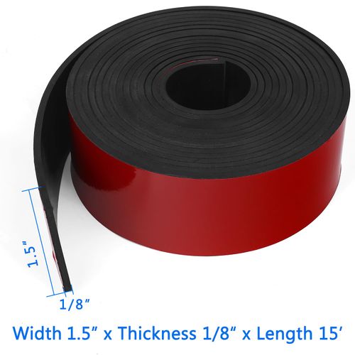 WochiTV Adhesive Rubber Strips, 1.5" Wide x 1/8" Thick x 180" Long Self Stick Black Neoprene Rubber Rolls Perfect for DIY Insulation Cushion Gasket, Sealing, Liner, Weather Striping