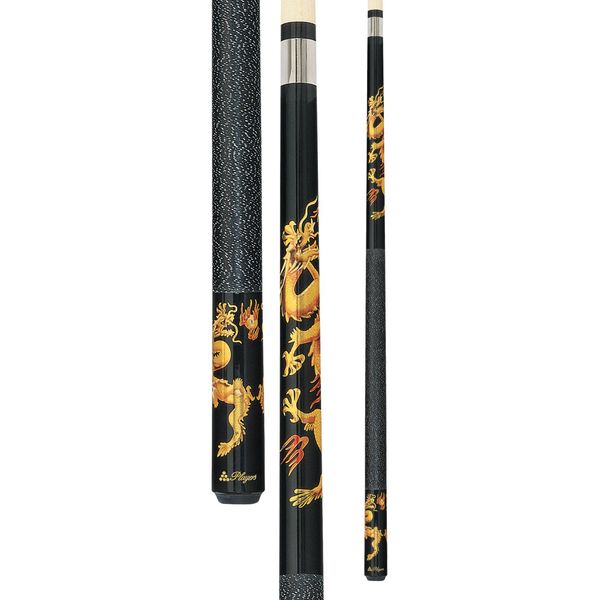 Players D-DRG Midnight Black with Golden Dragons Cue, 19-Ounce