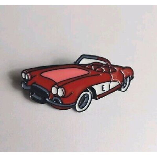 Metal Enamel Lapel Pin Pinback Red And Pink Convertible Sports Car Auto Racing