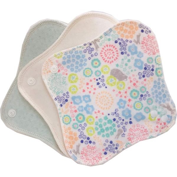 Suto Kotto Cloth Napkin, Flannel Liner, 3-piece Set, 100% Cotton, Panty Liner, Made in Japan (Fluffy)