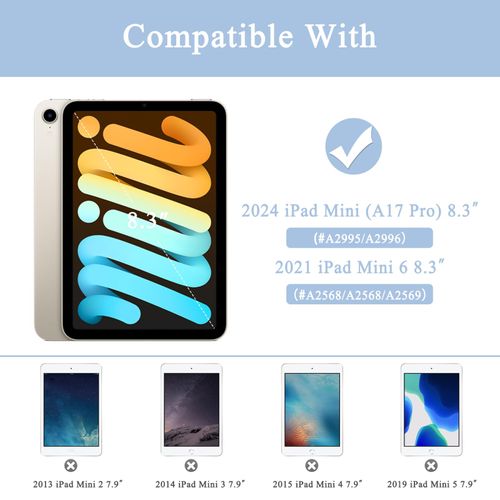 Supveco Case for iPad Mini 7 (A17 Pro) 2024/iPad Mini 6 2021 8.3 Inch with Pencil Holder-[Auto Wake/Sleep],Slim Protective Case with Soft TPU Back Cover for iPad Mini 7th/6th Generation-NewBook