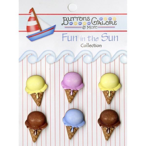 Buttons Galore FN-104 Fun in The Sun Ice Cream Cones Buttons