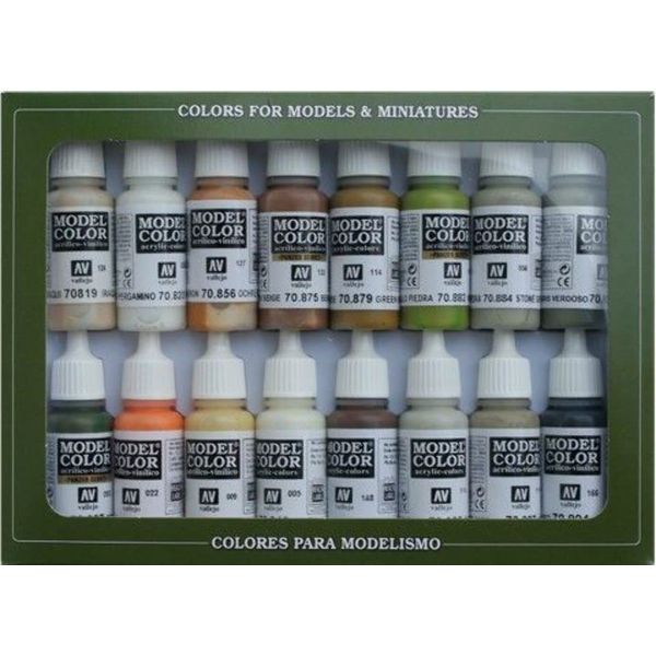 Vallejo Model Color Earthtones Acrylic Paint Set - Assorted Colours (Pack of 16)