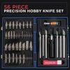 TCP Global® Deluxe Cutting Knife SET with Case Similar to Exacto - 56 Piece Precision Hobby Knife Set