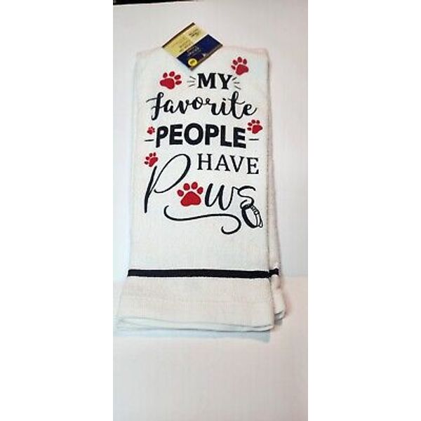 Home Collection Dish Towel Paw Prints "All My Favorite People Have Paws"