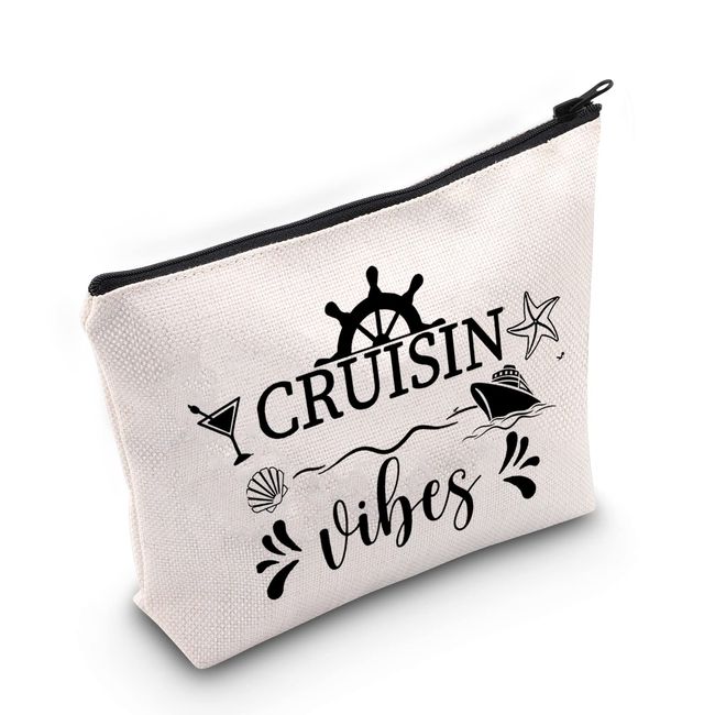 Kreuzfahrt Urlaub Geschenk Cruisin Vibes Make-up-Tasche Kreuzfahrt Reise Kosmetiktasche Kreuzfahrt Junggesellinnenabschied Geschenk Mädchen Wochenende Reißverschluss Reisetasche, Cruisin Vibes