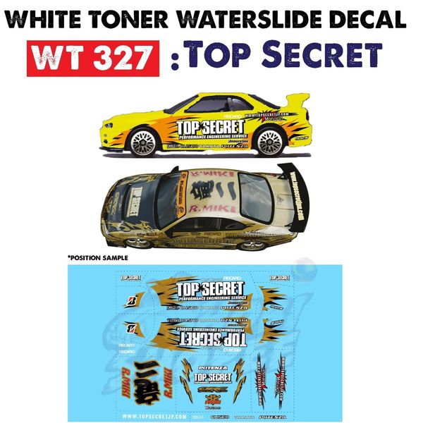 WT327 White Toner Waterslide Decals #Top.Secret #Custom 1:64 Diecast