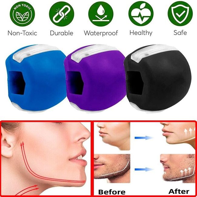 3PCS Jawline Exerciser Mouth Exercise Fitness Ball Neck Face Jaw Trainer Toning