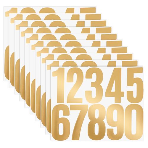 ZEYIYER Gold Numbers, 10 Sheets, 100 Stickers, 3-Inch, Waterproof Vinyl Sticker Numbers for Mailbox, Address, Business