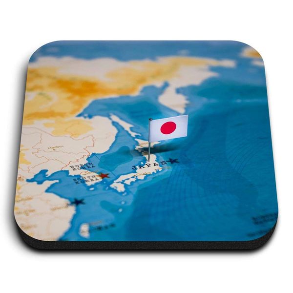 1 x Square MDF Fridge Magnet - Japan World Map Flag 45439