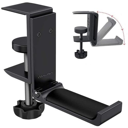 Odowalker Foldable Headphone Stand, Table Hook, Folding Hook, Desktop Stand, Table Hook, Aluminum Alloy Headphone Hanger with Mini Allen Key Headset Hanger (Black)