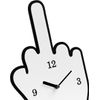 White Middle Finger Minimalist Silent Wall Clock (11.25" X 7.5")