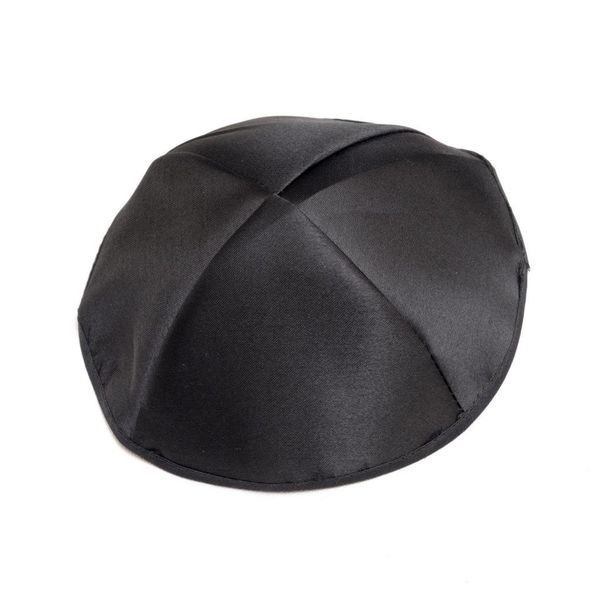 Round Designs Black satin kippah 20 cm