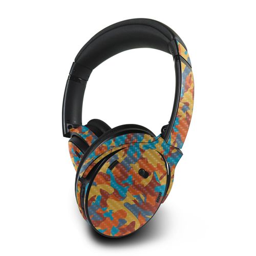 MightySkins Carbon Fiber Skin Compatible with Bose QuietComfort 45 Headphones Retro Camouflage | Protective, Durable Textured Carbon Fiber Finish | Easy to Apply
