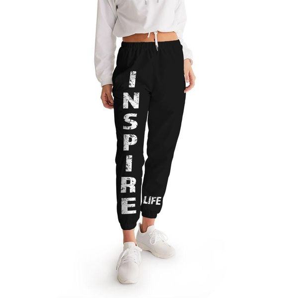 Womens Track Pants - Dark Grey Inspire Graphic Sports Pants - Black / M