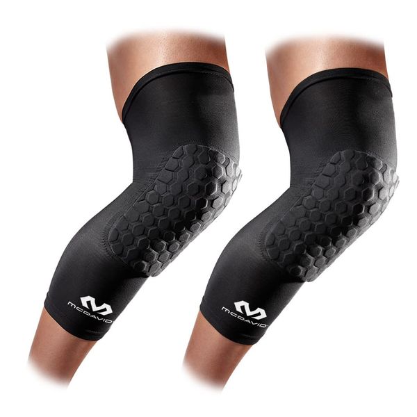 McDavid Hex Knee Compression Sleeves, Pull-On Padded Protection, Moisture Wicking (1 Pair), Black, ADULT- Small