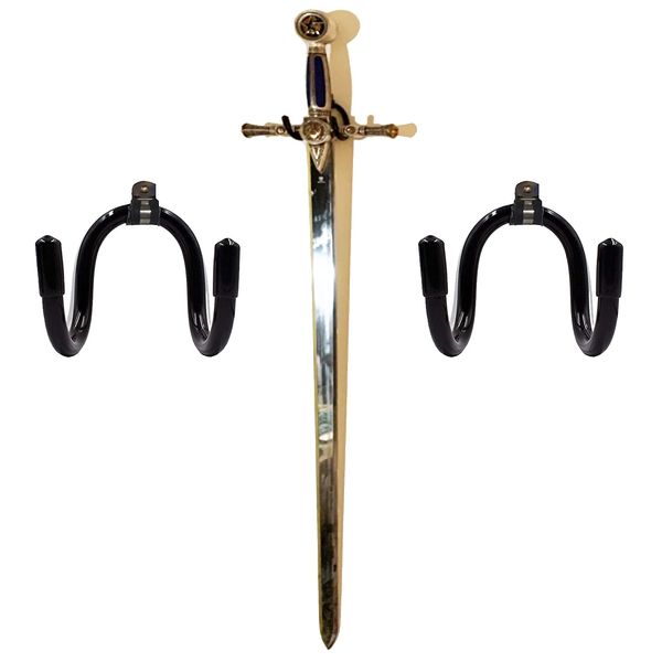 Flexible Adjustable Sword, Wall Hook Sword Hanger Display Universal Sword Holder Wall Mount for Sword,Dagger,Axe,Keyblade, etc - No Sword - Vertical/Horizontal Display - Sturdy Enough - 2 Pack