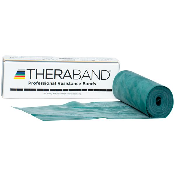 THERABAND Resistance Bands, 6 Yard Roll Professional Latex Elastic Band For Upper & Lower Body, Core Exercise, Physical Therapy, Pilates, Home Workouts, & Rehab, Green, Heavy, Intermediate Level 1