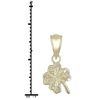 14k Yellow Gold Solid Small Irish Lucky Four Leaf Clover Charm Pendant 0.7 gram