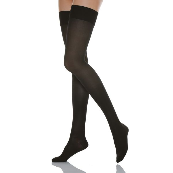 Relaxsan Basic 960 (Black, Sz.4) - 280 denier firm support thigh high stockings 22-27 mmHg
